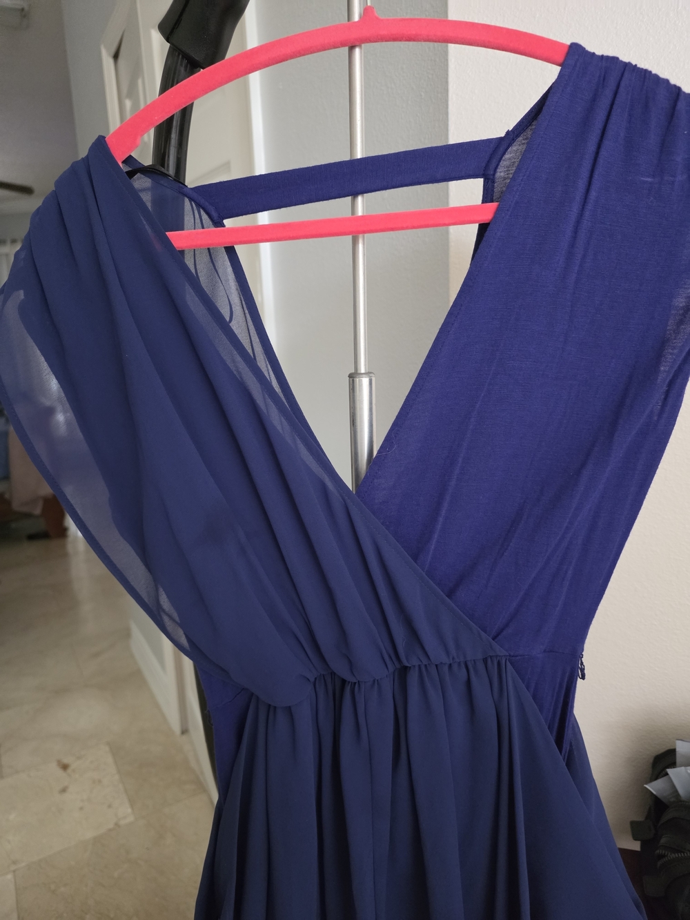 bebe V Periwinkle Blue Chiffon And Stretch Dress